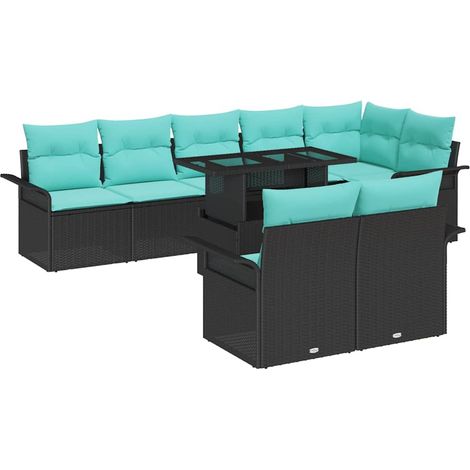 Gartensofa-set 9 stk. 8-Sitzanzahl Schwarz Poly Rattan vidaXL (1/5)