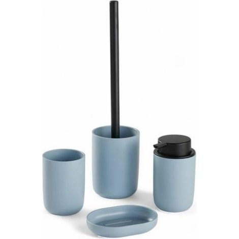 Set di 4 accessori per bagno - TODAY - UTILITY - Bicchiere, distributore di sapone, spazzola WC - Blu (1/3)