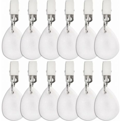 12 Pack Tablecloth Weights, Heavy Duty Teardrop Tablecloth Holders with Metal Clips for Patio Tables, Picnics, Garden Flags (1/5)