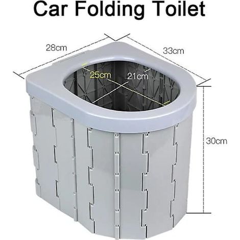 Bärbar Campingtoalett Hopfällbar Toalett avec Lock Vattentät Porta Potty Bil Husbil Tält Toalett Hink Potta Grå