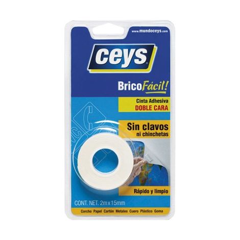 Rouleau de ruban adhésif double face 2 m x 15 mm 500801 ceys (1/2)