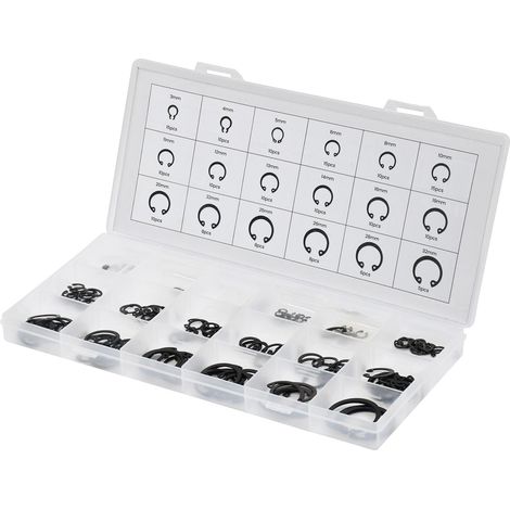 Dapetz ® 180Pcs Internal Circlip Set Snap Ring Assortment Set, 3mm to 32mm Sizes for for Axles, Shafts & Other Moving Parts Supplied in Plastic Storage Case (1/5)
