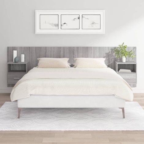 Bed Headboard With Cabinet Grey Sonoma Engineered Wood vidaXL (1/5)