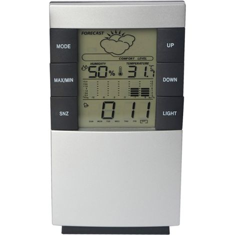LCD Digital Temperature Humidity Thermometer Home Weather Forecast Alarm Perpetual Calendar Electrical Clock (1/5)