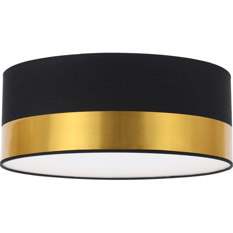 LAMPADA DA SOFFITTO ELEGANCE PLEXI NERO E ORO 40CM E27