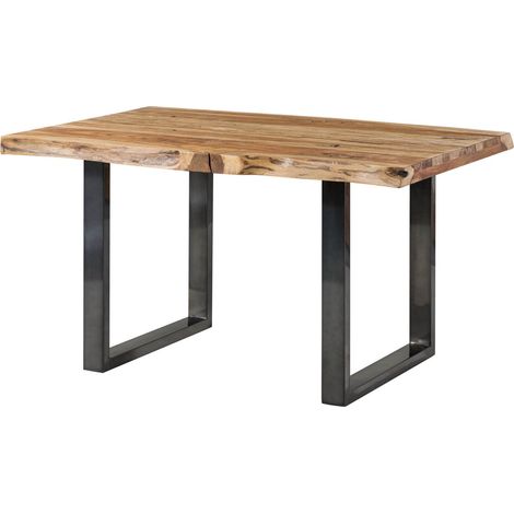 FREEFORM 5 tavolo da pranzo in legno di sheesham - sabbiato natur / gambe in ferro U antracite lucido 140x90