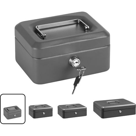 CSPARKV Elegante caja de efectivo y billetes con llave C9216 para almacenar y transportar dinero  Caja de acero con ranura para monedas y compartimento para monedas  Caja fuerte portátil 15 cm de long (1/5)