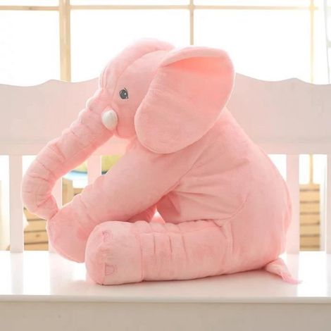 Coussin Éléphant en Peluche pour Bébé - Rose - 60cm (1/4)
