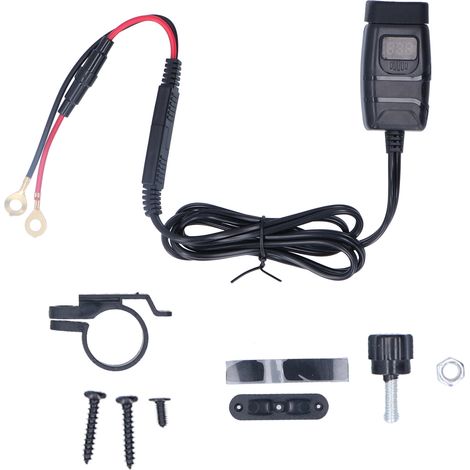 Caricabatterie per moto QC3.0 con doppia porta USB, adattatore di alimentazione impermeabile, voltmetro e interruttore. (1/4)