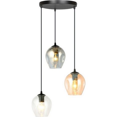 Lampada a Sospensione Istar, Acciaio verniciato a polvere, Vetro, Nero, Grigio, Ambra, 40x100x40 cm (1/5)