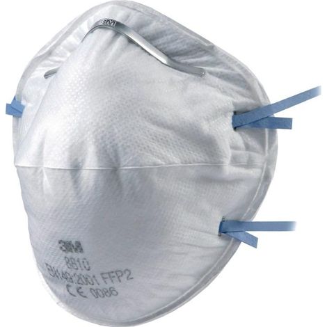 Masque respiratoire jetable 3M FFP2, sans soupape série 8000, avec clip nasal réglable ( Prix pour Paquet de 20 )