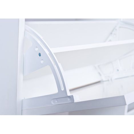 Dmora - Scarpiera Drond, Mobile portascarpe, Armadio da ingresso multiuso, Mobiletto per calzature, 90x100 h25 cm, Bianco (1/4)