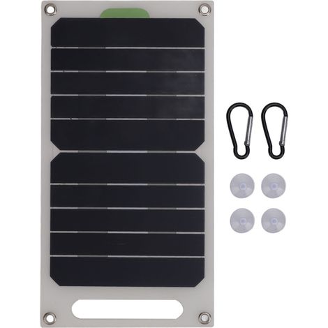 Ortviai Panneau Solaire Portable 10 W en Silicium Monocristallin Étanche avec Crochets et Ventouses pour Camping, Randonnée et VR (1/5)