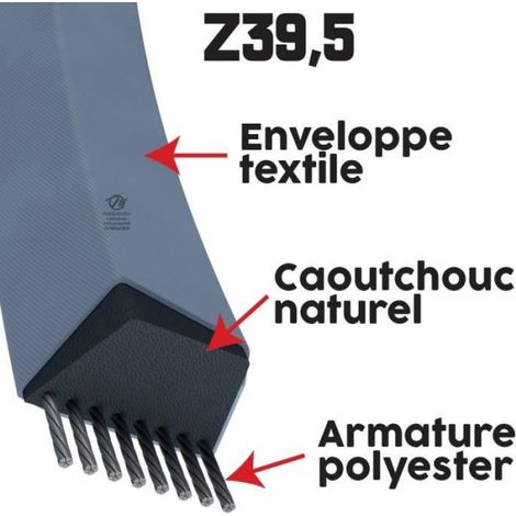 Courroie tondeuse Z39,5 Trapézoïdale - 10 mm x 1041 mm (1/4)