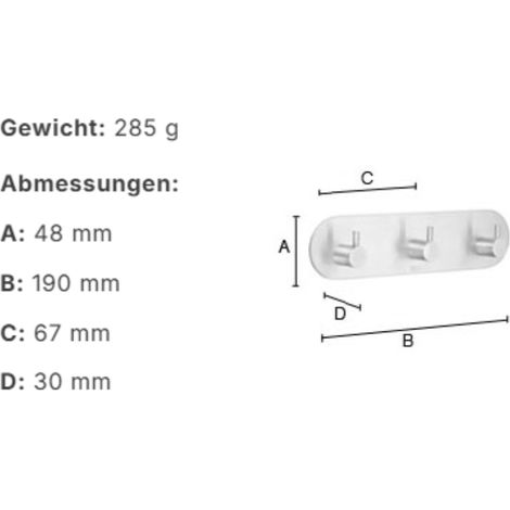 Smedbo Design Dreierhakenleiste in Edelstahl verchromt, Selbstklebend BK1103