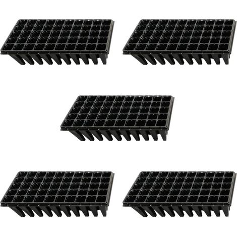5 vassoi per semi da 50 celle, vassoio per avviamento piantine, vassoio per germinazione, kit per avviamento piante per la propagazione delle piantine, nero