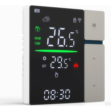 Thermostat intelligent WiFi 316A conçu pour le chauffage électrique au sol, la chaudière à gaz et les systèmes d'eau avec télécommande smartphone et compatibilité vocale (gris 16A-WIFI) (1/4)