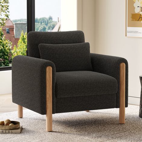 Fauteuil moderne 87x83x88,5 cm - Coussins épais - Teddy - Gris (1/5)