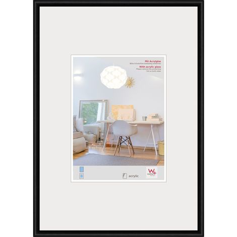 walther designCornice per quadri nera 70 x 100 cm con vetro artistico, cornice in plastica New Lifestyle KVX100B (1/5)