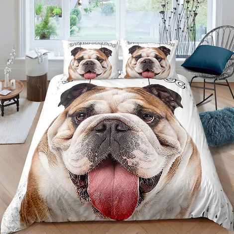 Kinder Bettwäsche 135x200 cm 2-teilig mit Englischer Bulldogge 3D-Druck