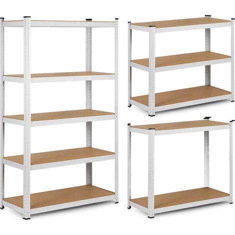 Scaffale metallico per ripostiglio, dimensioni 150 x 75 x 30 cm, modello Humberg 4841. (1/5)