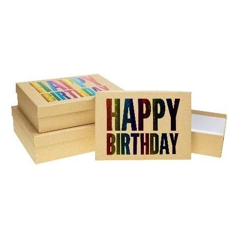 Scatola rettangolare con 3 rosette di compleanno
