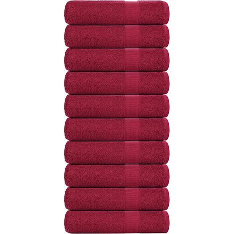Serviettes de douche FROGN, lot de 10, coloris Bordeaux, 70 x 140 cm, 360 g/m². (1/5)