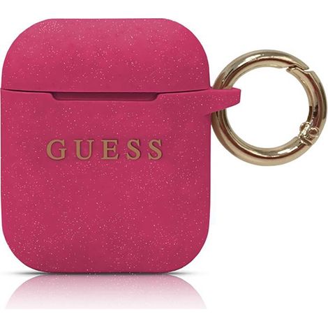 Custodia Guess in silicone glitterato fucsia per AirPods 1 (1/2)