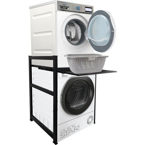 Waschmaschinenregal 74x65x111cm mit Auszug Schwarz Standregal Trockner Aufbewahrungsorganisator Badezimmer