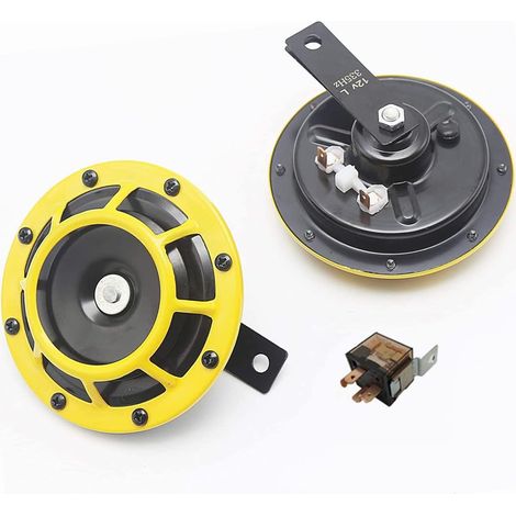 Klaxon Électrique de Voiture 12V 135DB Double Tonalité Haute et Basse en Métal Kit Avec Support pour Voitures, Motos, Bateaux, SUV (1/5)