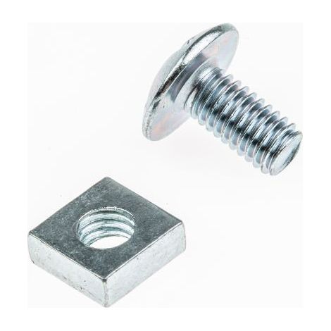 Rs Pro – Boulon classique M10 x 40mm – Acier doux – Tête bombée – Lot de 50 unités – Finition passivée galvanisée transparente
