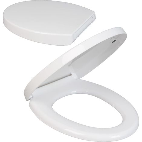 Siège de toilette ovale, équipé d'un dispositif de fermeture en douceur, le siège de toilette sanitaire est fabriqué en matériau blanc antibactérien, résistant aux rayures et facile à installer (1/5)