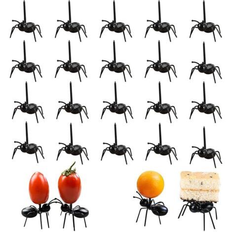 royaluxe-Fourmi Fourchette à Fruits, Fourchettes Fruits Fork, Cure-Dents Fourmis en Plastique, Ensemble Fourchette à Fruits Fourmi, Bâtons Décor pour Enfants Fête (24 pièces)