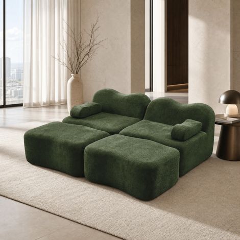 Divano modulare in velluto verde per soggiorno OKMYHOME (1/5)