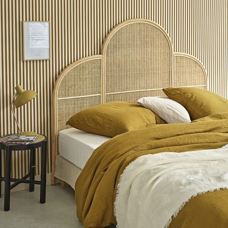 Berah Getah – Tête de lit en rotin naturel 165 cm – Cannage élégant – Hauteur 135 cm – Livrée montée pour lit 160 cm