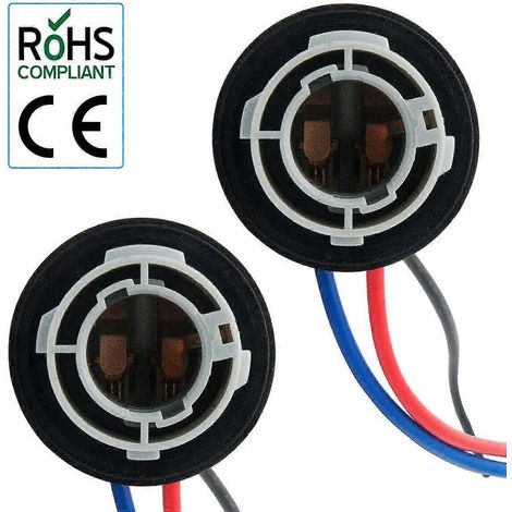 Lot de 2 douilles pour ampoules LED 1157, étanches, pour clignotants, feux stop et feux arrière. Connecteur de base. Accessoires automobiles professionnels. (1/5)