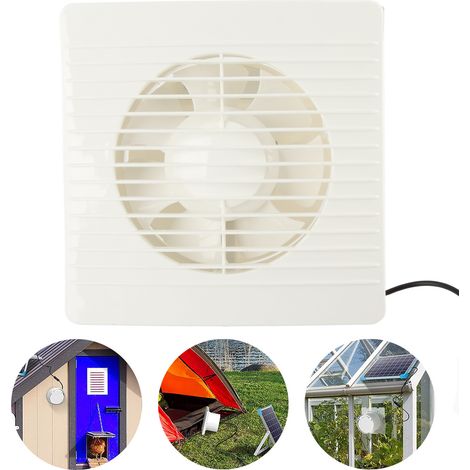 Ventilador exterior solar de 50 W y 6 pulgadas: ventilador extractor con rejilla protectora de ABS, IP67 para invernaderos y establos. (1/5)