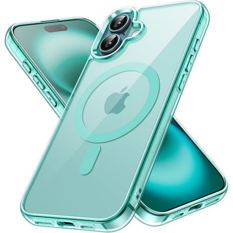 Handyhülle iPhone 16 MagSafe Stoßfest Transparent Blaugrün (1/5)