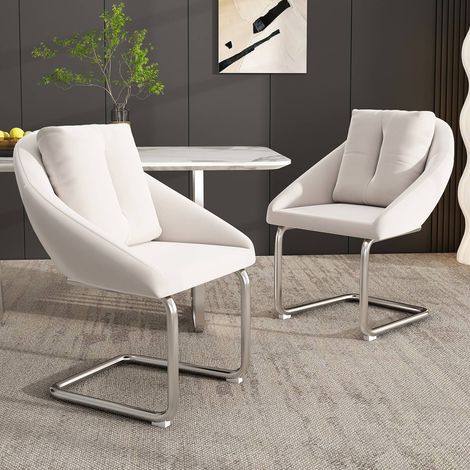 Lot de 2 chaises salle à manger velours doux avec coussin et pieds arqués style luxe (1/5)