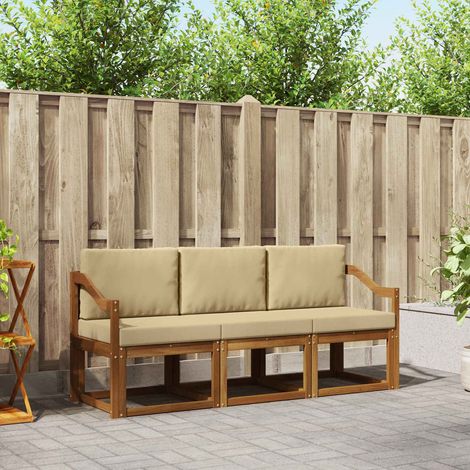Outdoor-Sofagarnitur mit Kissen 3 pcs Natur und Beige (1/5)