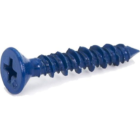 100 PièCes 3/16 X 1-1/4 Po Bleu Plat BéTon Diamant Point Vis D'Ancrage pour L'Ancrage à la MaçOnnerie
