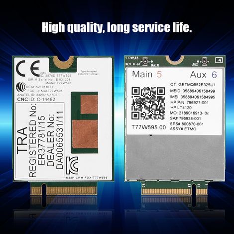 Module modem 4G WWAN M.2 150 Mbps pour HP LT4120 (Snapdragon X5 LTE T77W595 796928-001).