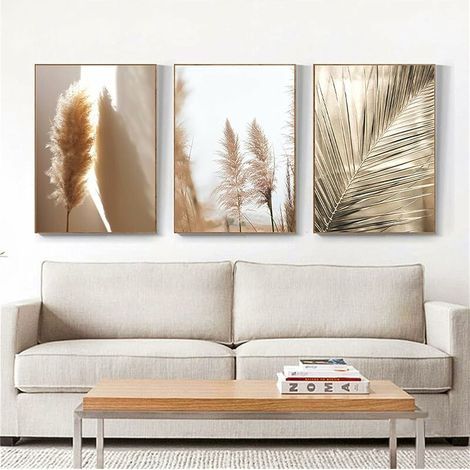 GENERIC-Lot de 3 posters de qualité supérieure - Beige - Herbe de la pampa - Décoration murale moderne - Images vintage - Pour salon, chambre à coucher - Sans cadre - (30 x 40 cm) (1/5)