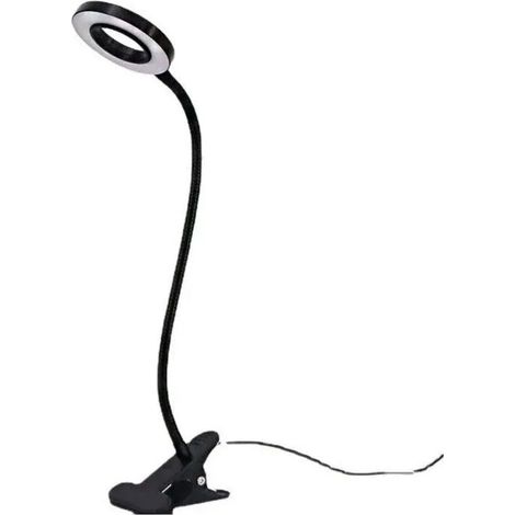 Lampe de bureau noire de 3,5 pouces avec pince pour la maison, lampe de lecture, luminosité réglable (3 réglages), lampe à pince pour tête de lit (1/4)