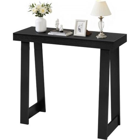 Mesa Consola, Mesa Auxiliar Rectangular Detrás del Sofá, 91,5 x 30,5 x 81 cm, Fabricada en Tablero Multicapa, para Recibidor, Dormitorio, Sala de Estar o Vestíbulo, Diseño Moderno, Negro (1/5)