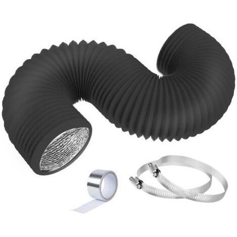 Noir Tuyau d'évacuation 100 mm x 2.5 m Tuyau D'évacuation D'air Gaine Ventilation en Aluminium avec 2 Colliers de Serrage en Acier pour Climatisation Déshumidificateur Extracteur (1/5)