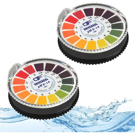 2 pcs Bandelettes de test de pH sur rouleau, plage de mesure 014, Indicateur de tournesol papier universel, test d'acidité pour aquariums, eau potable