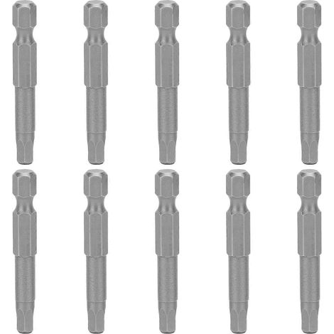 10 Stück magnetische Sechskant-Schraubendreherbits, gehärteter Kopf, S2-Legierungsstahl, Industriebedarf