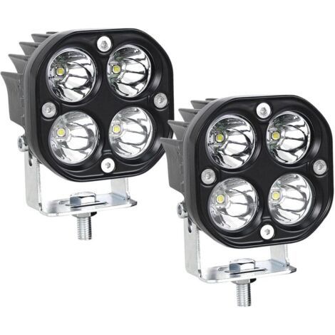 (2PCS) Phare de Travail LED Tracteur 7.6cm 3'' 40W Blanc Projecteur LED 12V 24V Etanche IP67 Feux Antibrouillard LED pour 4x4 Voiture Camion SUV Bateau Carré (1/4)