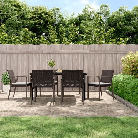 Set Pranzo da Giardino 7 pz con Cuscini in Polyrattan e Acciaio vidaXL (1/5)
